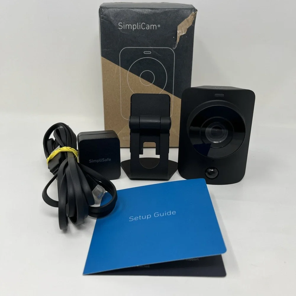 SimpliSafe Indoor HD Security Camera SSCM1 Black w/ OEM Power Supply Box TESTEd